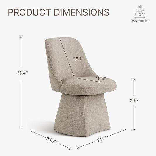 KISLOT Swivel Dining Chairs Set of 2, Upholstered Mid Century Modern Deskchair with High Back, Linen Fabric Kitchen Chairs for Dining Room, Bedroom, Dressing Room, Khaki
