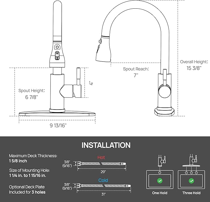 GAGALIFE Chrome Kitchen Faucets with Pull Down Sprayer - High Pressure Blade Spray Kitchen Sink Faucet, High Arc Single Handle Stainless Steel Classic Pull Out Spray Kitchen Faucet 1 or 3 Hole