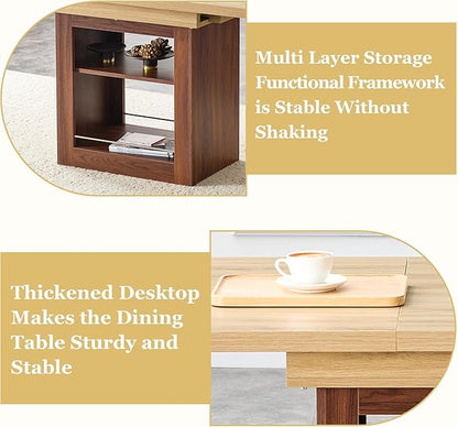 Extendable Dining Table with Storage Shelf, 59" to 71" Expandable Kitchen Table for 4-6, Modern Dining Room Table for Apartment & Small Spaces, Multipurpose Kitchen Island Style Dining Table
