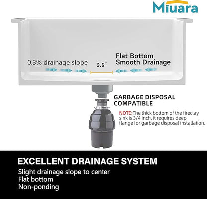 Miuara White Kitchen Sink Drop In 24 Inch 1 Hole - Small Topmount Fireclay Bar Sink 24"x22"x10" Single Bowl, with 2 Custom Accessories, Glossy White, for Kitchen & Laundry & Outdoor & Small Space