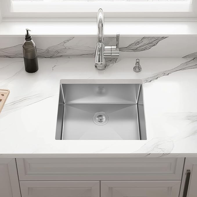 22 Inch Undermount Kitchen Sink 16 Gauge Stainless Steel Single Bowl Utility Laundry Sink Outdoor Kitchen Sinks RV Bar Sink with Accessories 22"x18"x9"