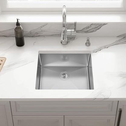 22 Inch Undermount Kitchen Sink 16 Gauge Stainless Steel Single Bowl Utility Laundry Sink Outdoor Kitchen Sinks RV Bar Sink with Accessories 22"x18"x9"