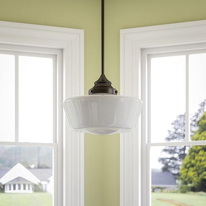 Kenroy Home Cambridge 1 Light Pendant with Blackened Oil Rubbed Bronze Finish, Rustic Style, 9.5" Height, 12" Width, 12" Depth