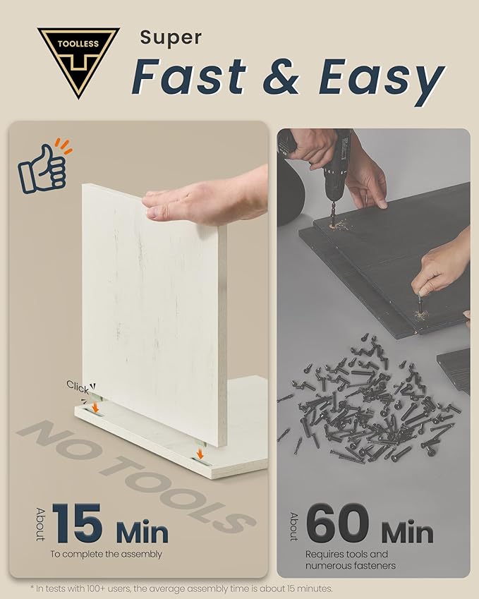 SONGMICS HOME 67-Inch Tall Bathroom Storage Cabinet, Superfast Toolless Assembly, 11.8-Inch Wide Slim Narrow Freestanding Cabinet with Adjustable Shelves, Kitchen Living Room, Rustic White