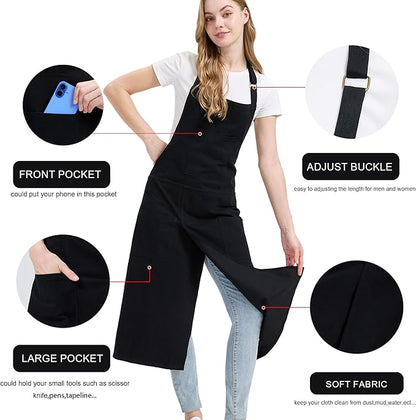 Molaxhome Split Apron with 3 Pockets,Unisex Pottery Apron with Adjustable Strap for Kitchen Ceramics