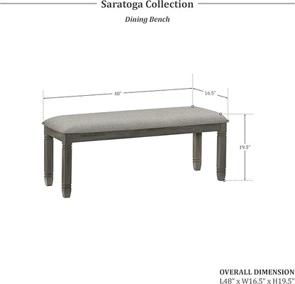 Lexicon Saratoga Dining Bench, Antique Gray