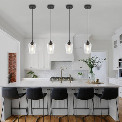 3-Pack Black Pendant Lights Kitchen Island, Modern Glass Pendant Lighting Over Island Kitchen Hanging Light Fixtures Hallway Pendant Lights for Bathroom Dining Room Entryway Foyer Bedroom