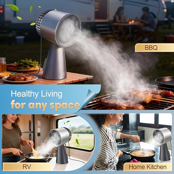 Portable Range Hood Kitchen, Ductless Exhaust Fan with 3-Speed, Large Oil Collection & Low Noise, Countertop Range Hood with Detachable Aluminum Filter for Apartments, Indoor BBQ and RV