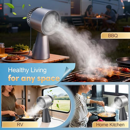 Portable Range Hood Kitchen, Ductless Exhaust Fan with 3-Speed, Large Oil Collection & Low Noise, Countertop Range Hood with Detachable Aluminum Filter for Apartments, Indoor BBQ and RV