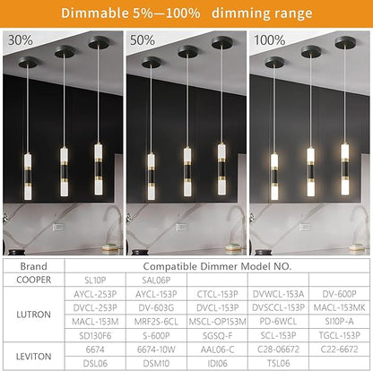 Modern Kitchen Island Light Fixture Dimmable LED Black Mini Pendant Light Bedroom Bedside Table Black Gold Small Pendant Lighting (2-Pack)