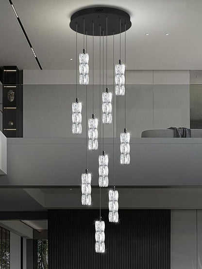 ykolupty Modern Chandelier 10-Lights Black Chandelier Lighting Fixture High Ceiling Chandelier Suitable for Living Room Staircase Villa, TP3030-10H