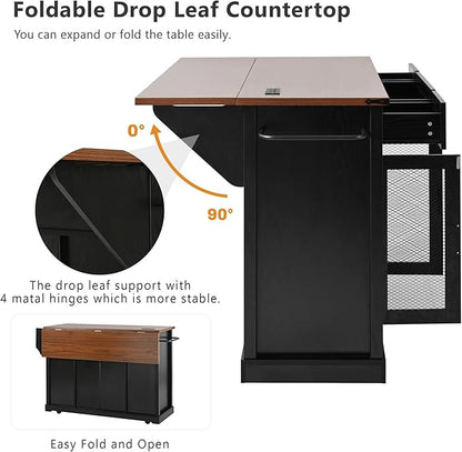 Modern Dining Table Expandable Kitchen Island with Counter Wood Table Console Luxury Easy Clean Living Decor,Black