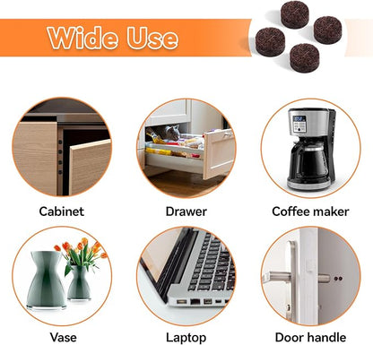 Felt Cabinet Door Bumpers - Small Felt Pads for Cabinet Doors, 3/8" Diameter 200PCS, 3mm Thick Self Adhesive Brown