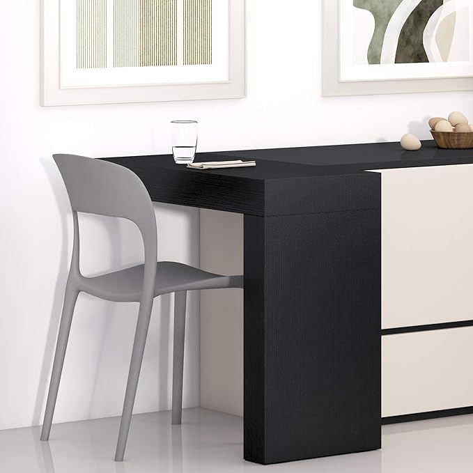 Mobili Fiver, Evolution Dining Table 35.4 x 15.7 in, Ashwood Black with One Leg, for 1 People, Modern Dining Table for Kitchen, Italian Furniture