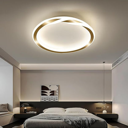 ASGYISA 16inch Modern LED Ceiling Light Gold Flush Mount Light Fixture Bright Ceiling Lamp for Closet Bathroom Hallway Bedroom Kitchen （Circle ） 4000K