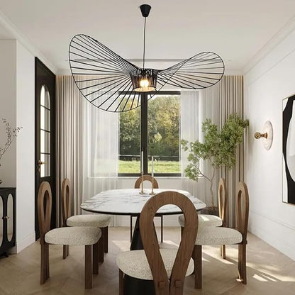 Modern Black Woven Chandelier, 62.99" Farmhouse Coastal Hat Pendant Light Fixtures Matte Black Handwoven Shade Boho Pendant Hanging Lamp for Kitchen Dining Room Bedroom Foyer Hallway
