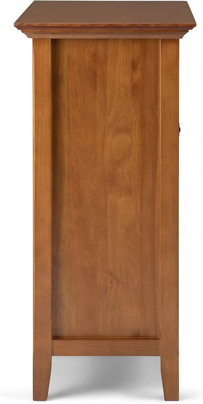 SIMPLIHOME Amherst 37-inch Wide Solid Wood Transitional-Style Storage Cabinet in Light Golden Brown, Cabinet with 4 Drawers and Adjustable Shelves for Living Room or Entryway
