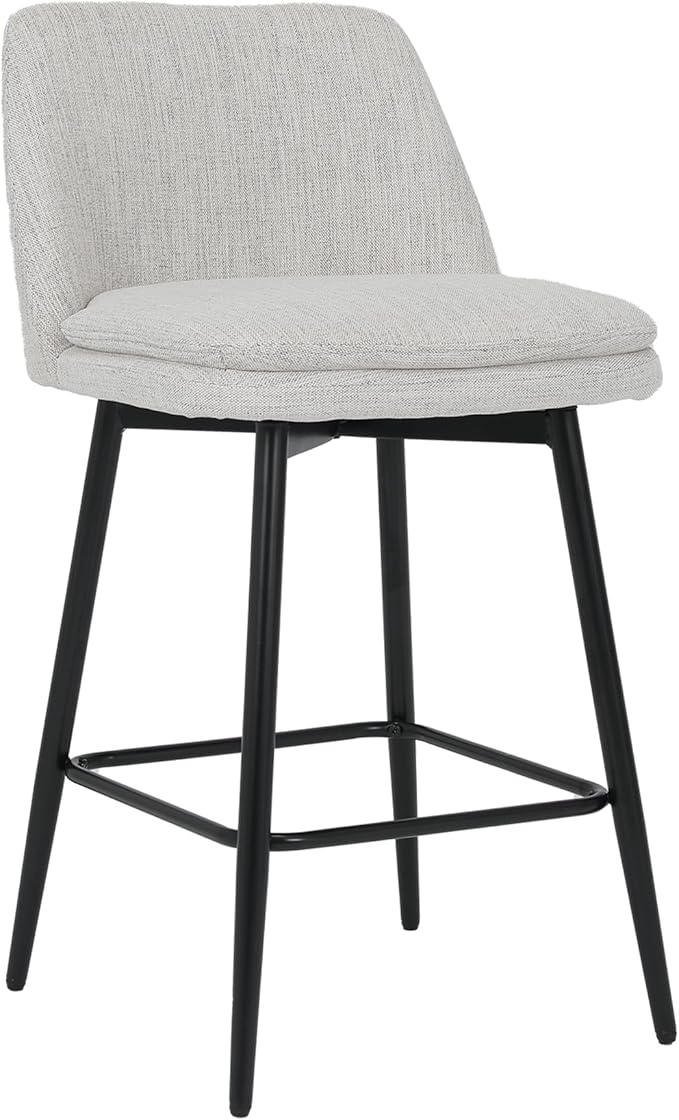 Modern Dining Chairs,Counter Height Swivel Bar Stools, 360° Swivel Upholstered Barstools with Solid Wood Frame, 26" Seat for Kitchen Island and Home Pub,Versatile Use,American Classic,White