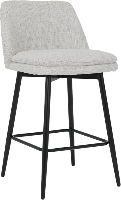 Modern Dining Chairs,Counter Height Swivel Bar Stools, 360° Swivel Upholstered Barstools with Solid Wood Frame, 26" Seat for Kitchen Island and Home Pub,Versatile Use,American Classic,White