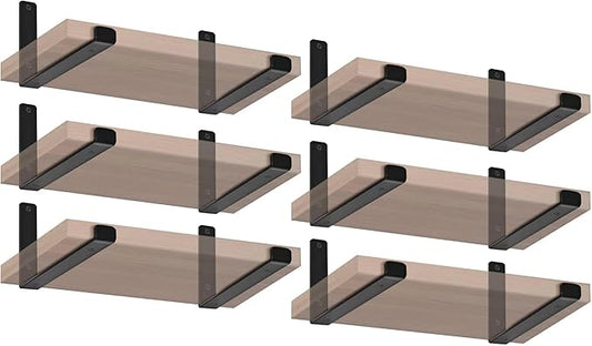 10 Pack - 5.5" L x 4" H x 1.5" W J Lip Shelf Brackets Rustic Farmhouse Iron Wall Floating Shelf Bracket Metal Shelf Bracket Industrial Shelf Supports with Screws Black