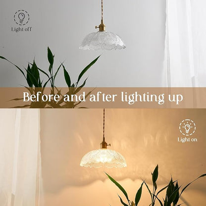 Hanging Lamp,9.8 Inch Pendant Lights Kitchen Island Braided Cord Hanging Pendant Light Flower Lampshade Vintage Hanging Lamp Farmhouse Living Room Bedroom