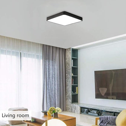 Ganeed LED Ceiling Light Flush Mount,24W 12-Inch Modern Ceiling Lamp Fixture Square,6500K Cool White Energy Saving Lighting Fixture for Living Bathroom Dining Room,Black