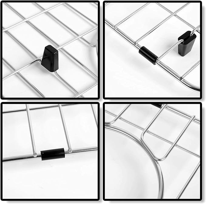 Kitchen Sink Grid and Stainless Steel Sink Protectors, Sinks Bottom Grid, Sinks Mats and Sink Racks for Bottom of Kitchen Sink, 11 5/8'' x 13 9/16'' with Rear Drain for Double Bowl