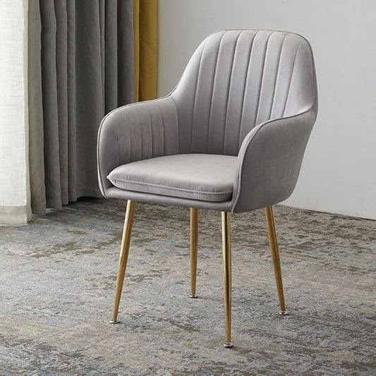 Kitchen Islands Stools Soft Velvet Dining Chair,Cafe Milk Tea Dessert Shop Small Apartment Lounge Chairs (Grey)