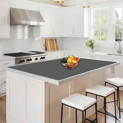 48''x32''(120cmx80cm) Large Silicone Mat for Kitchen Counter, 1.5MM Non-Slip Heat Resistant Countertop Protector, Waterproof Silicone Craft Mat for Kitchen Island, Dark Gray