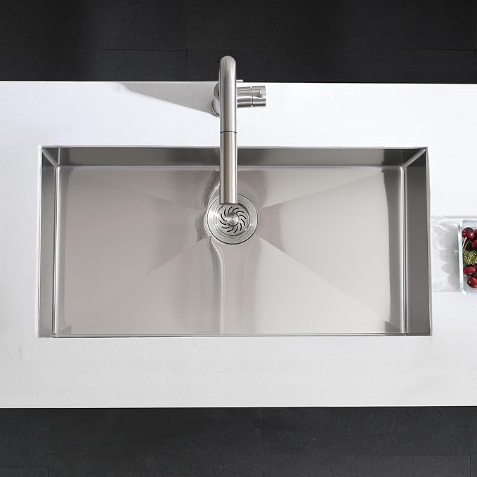 32 Stainless Steel Kitchen Sink Undermount, Dorzom 32" x 17" x 9" Stainless Steel Single Bowl 18 Gauge Under Mount Kitchen Sink