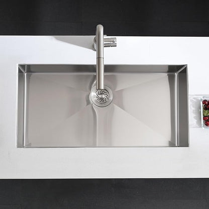 32 Stainless Steel Kitchen Sink Undermount, Dorzom 32" x 17" x 9" Stainless Steel Single Bowl 18 Gauge Under Mount Kitchen Sink