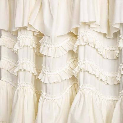 Lush Decor Kemmy Light Filtering Window Curtain Panel Single 52" W x 95" L Ivory - Drapes - Ruffled Curtains for Bedroom - Cream Curtains - Coquette Decor