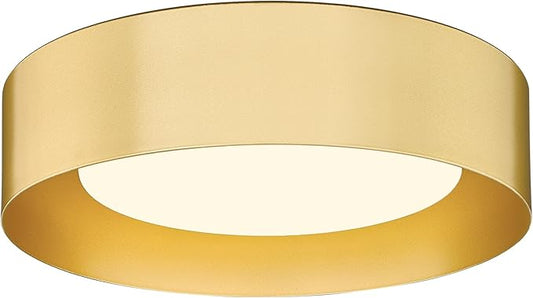 AUTELO Gold Flush Mount Ceiling Light, LED 14" Ceiling Mount Light Fixture with Frosted Glass for Bedroom Foyer Hallway C3336XS BRZ LED