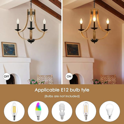 LAMPKEDUO Farmhouse Chandelier for Dining Room 3-Light 19" Wide Adjustable Kitchen Island Pendant Lighting, Rustic Hanging Light Fixture for Entryway Foyer Bedroom Living Room,
