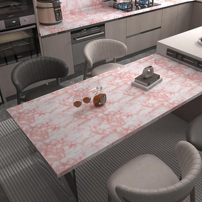Extra Wide Marble Contact Paper Granite Peel and Stick Wallpaper Pink Glossy 31.5x354 inch Countertop Contact Paper for Kitchen Bathroom Self-adhesive Waterproof Decorative Film Marble Vinyl Wrap