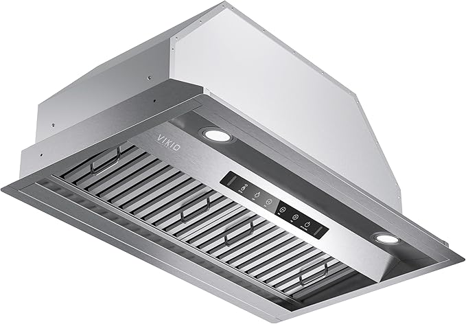 VIKIO HOME Range Hood Insert 30Inch,Built-in Kitchen Hood with 980 CFM, Ducted/Ductless Convertible Duct,Stainless Steel Kitchen Vent Hood/Gesture/Touch Control, 2 Pcs Baffle Filters with Handlebar