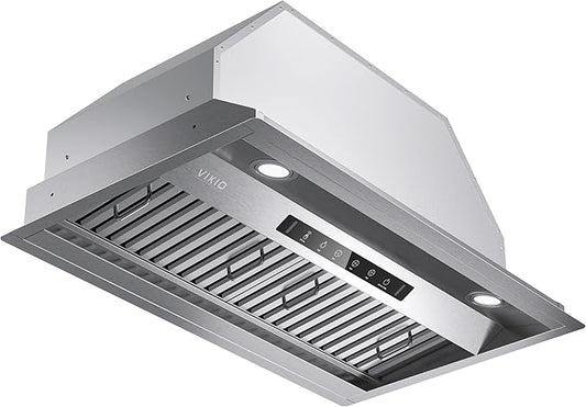 VIKIO HOME Range Hood Insert 30Inch,Built-in Kitchen Hood with 980 CFM, Ducted/Ductless Convertible Duct,Stainless Steel Kitchen Vent Hood/Gesture/Touch Control, 2 Pcs Baffle Filters with Handlebar