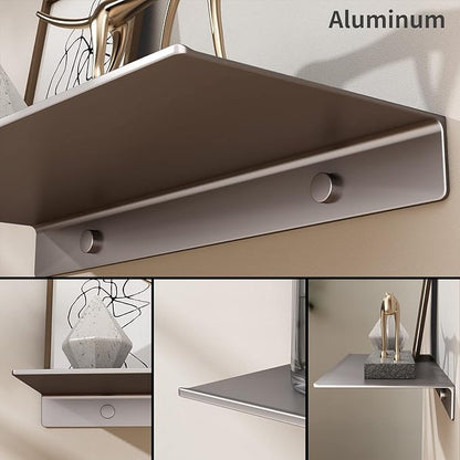 Danpoo Metal Wall Shelf, Small Floating Shelf Bathroom Wall Shelf, 12" Display Shelves for Wall Storage, Grey