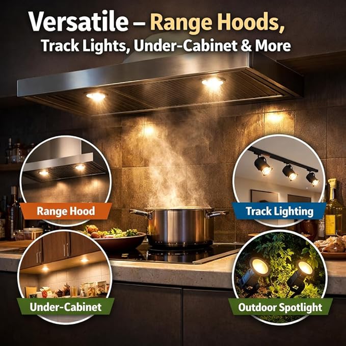 Drart PAR20 LED Range Hood Light Bulbs Under Hood, 60W Incandescent Stove Light Bulbs Replacement, 7W LED Appliance Bulbs Stove Hood, E26 Dimmable 3000K 595LM (Pack of 2)