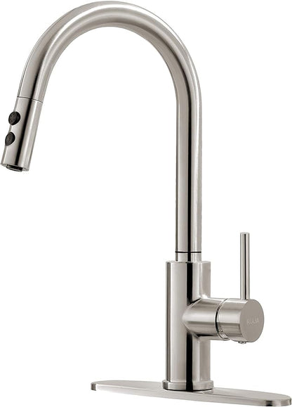 RULIA Kitchen Faucet, Kitchen Sink Faucet, Sink Faucet, Pull-Down Kitchen Faucets, Bar Kitchen Faucet, Brushed Nickel, Metal Spray Head, RB1018