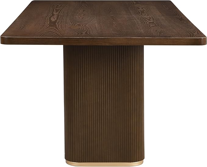 Christopher Knight Home Scout 84 Inch Dining Table for 6 People, Modern Kitchen Table with Pillar Legs, Wooden Rectangular Spacious Dinner Furniture for Dining Room, Home Office, Walnut