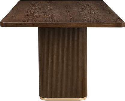 Christopher Knight Home Scout 84 Inch Dining Table for 6 People, Modern Kitchen Table with Pillar Legs, Wooden Rectangular Spacious Dinner Furniture for Dining Room, Home Office, Walnut