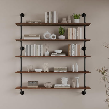 HDDFER Floating Shelves for Wall Living Room Shelves Bookshelf Industrial Pipe Shelving Shelf Real Wood Planks 36 inch Rustic Wall Shelves Hanging Bookshelves Farmhouse Kitchen Bar Shelving