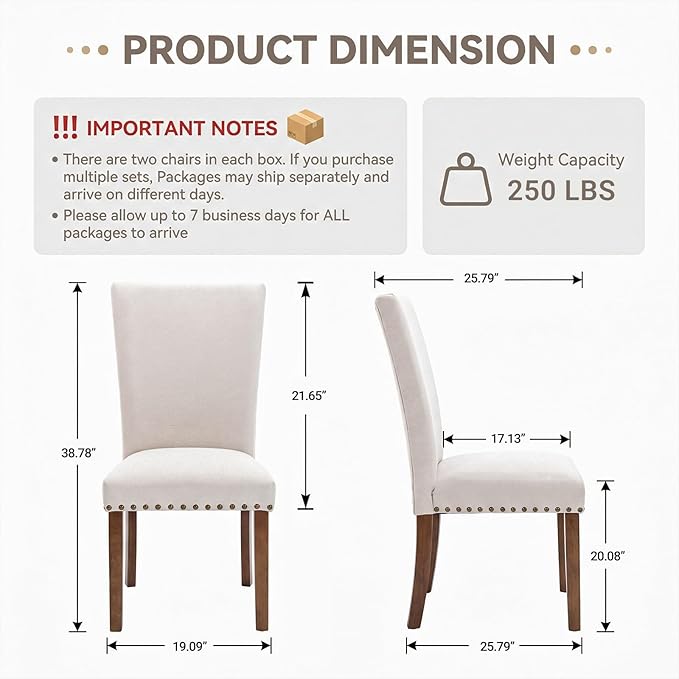 COLAMY Upholstered High Back Dining Room Chairs Set of 4 with Comfortable Padded Seat, Fabric Dining Chairs with Solid Rubber Wood Legs for Dining Room, Classic Gray Damask Pattern, Beige