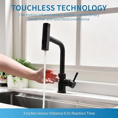 GIMILI Oil Rubbed Bronze Touchless Kitchen Faucet with Pull Down Sprayer, 15” Hight Single Hole Handle Kitchen Sink Faucets