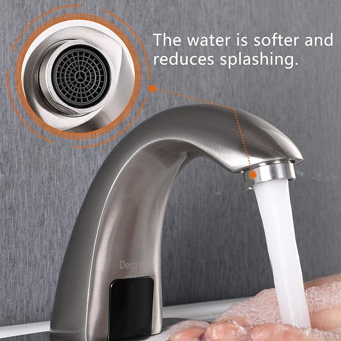 Touchless Bathroom Faucet with Automatic Sensor Function, Bathroom Sink Faucet with Hole Cover Plate, Brushed Nickel