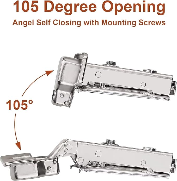 10 Pairs （20 Pack） Soft Close Kitchen Cabinet Door Hinges fit for Face Frame Cabinet,105 Degree Opening Angel Self Closing with Mounting Screws by Probrico