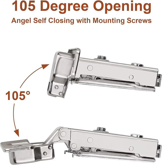 10 Pairs （20 Pack） Soft Close Kitchen Cabinet Door Hinges fit for Face Frame Cabinet,105 Degree Opening Angel Self Closing with Mounting Screws by Probrico