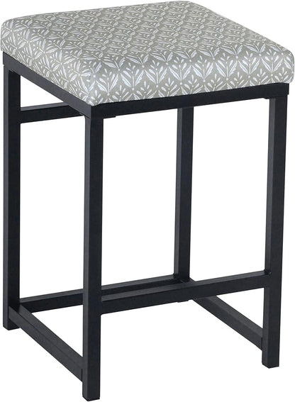Homepop Home Decor | Modern 24-Inch Counter Stool | Backless Metal Frame Bar Stools Counter Height | Decorative Home Furniture, Light Gray Print