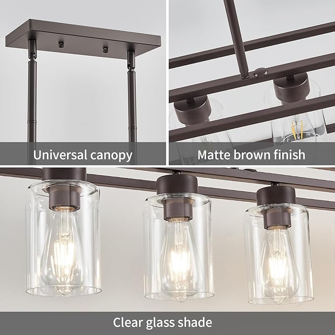 5 Light Oil Rubbed Bronze Dining Room Light Fixture Modern Farmhouse Chandelier Over Table Rectangle Kitchen Island Pendant Lighting Linear Chandelier Living Room Hanging Light Adjustable Height